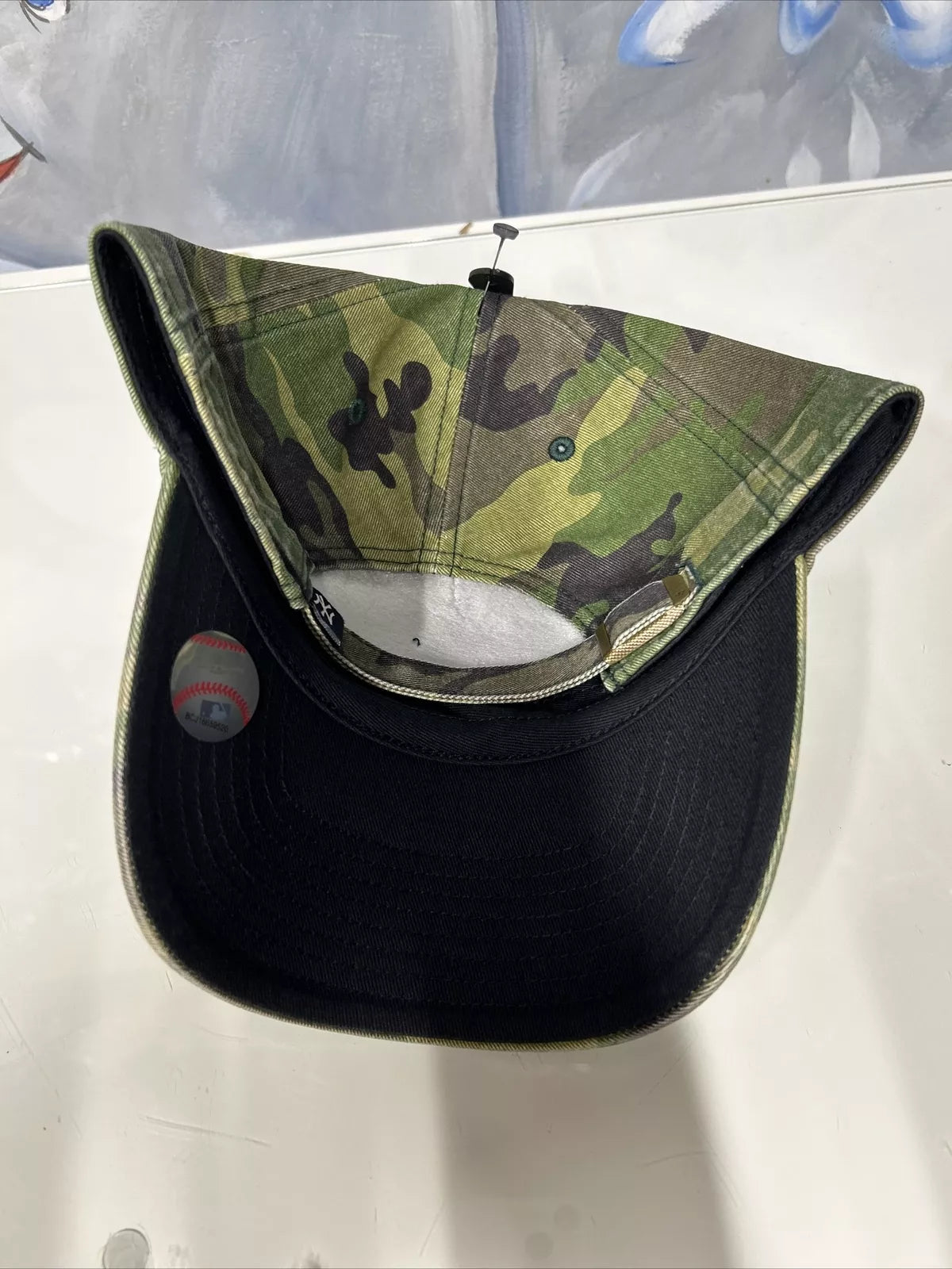 '47 New York Yankees Clean Up Washed Camo White Logo Adjustable Strap Hat Cap