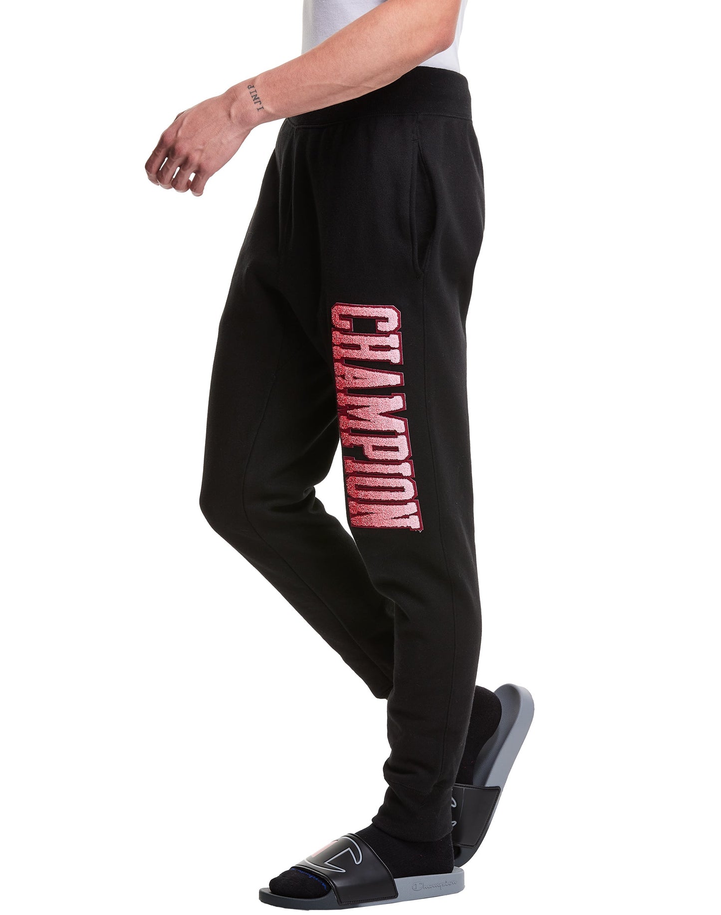 Champion Black Reverse Weave Joggers, Dip-Dye Logo