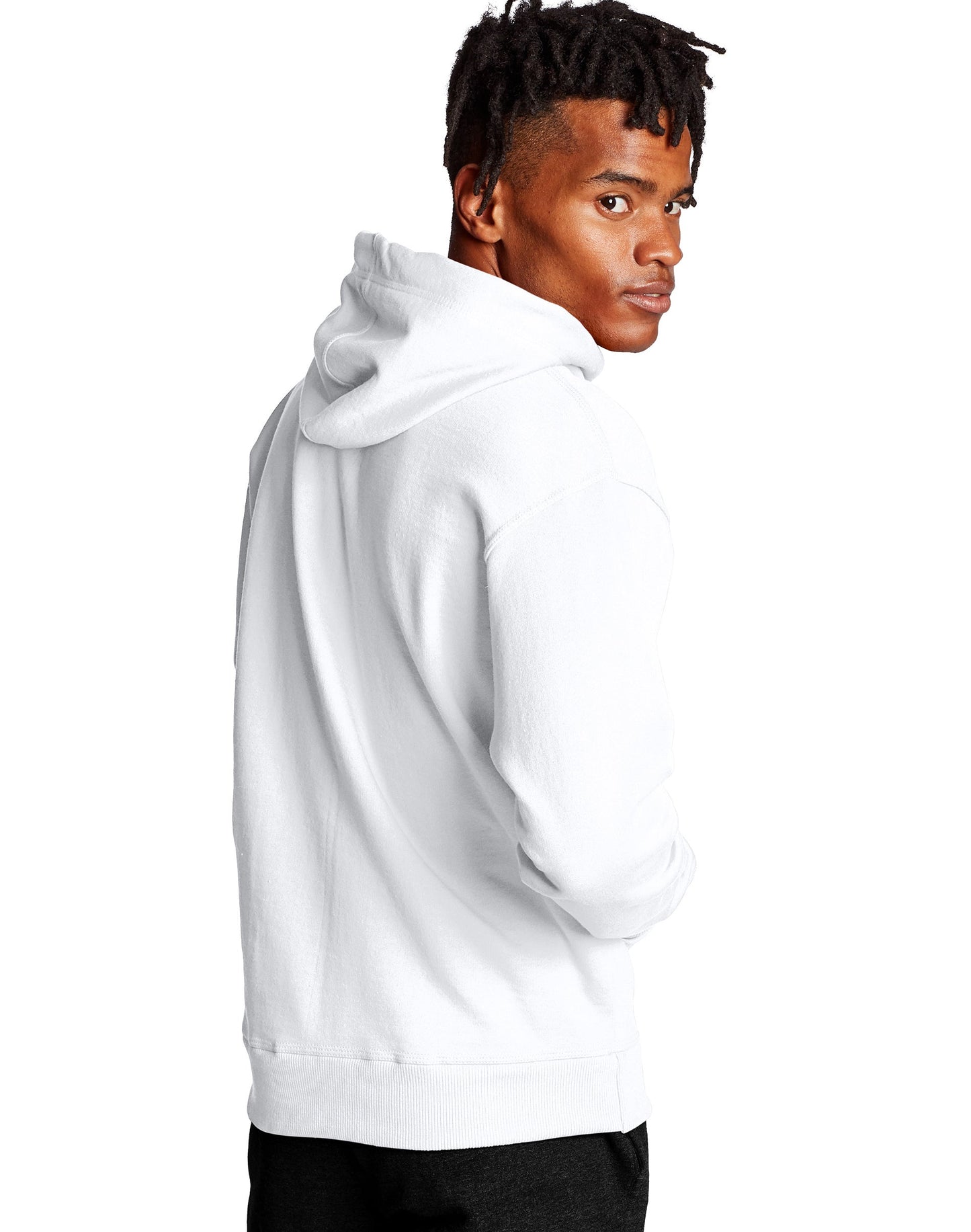 Champion Athletic Powerblend Fleece Hoodie White, C Logo