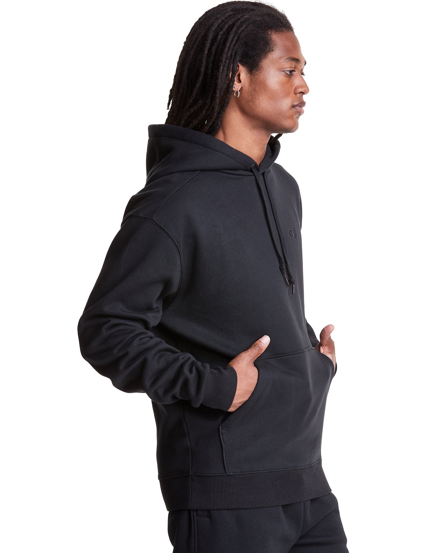 Champion Black Original Champion® Super Fleece Cone Hood, Embroidered C Logo