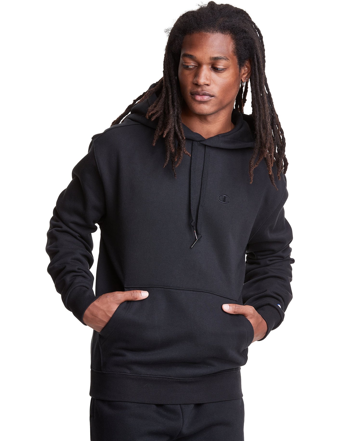 Champion Black Original Champion® Super Fleece Cone Hood, Embroidered C Logo
