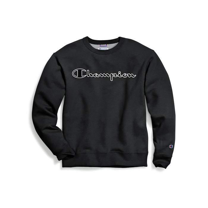 Champion Mens Powerblend Fleece Crew, Logo With White Chainstitch - City Limit NY