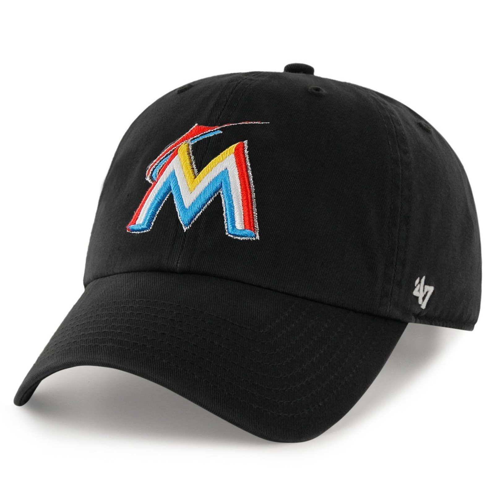 Men's Miami Marlins '47 Black Clean Up Adjustable Hat