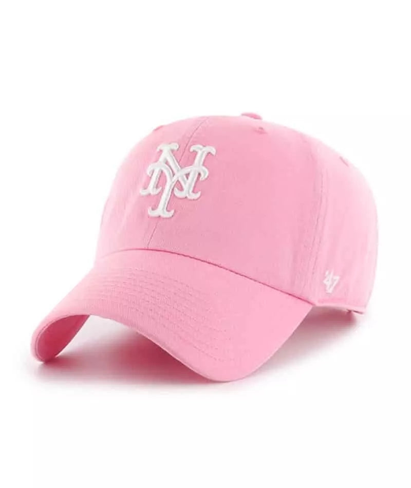 MLB New York Mets ('47 Brand) Clean Up Hat Adjustable Strap Rose Pink