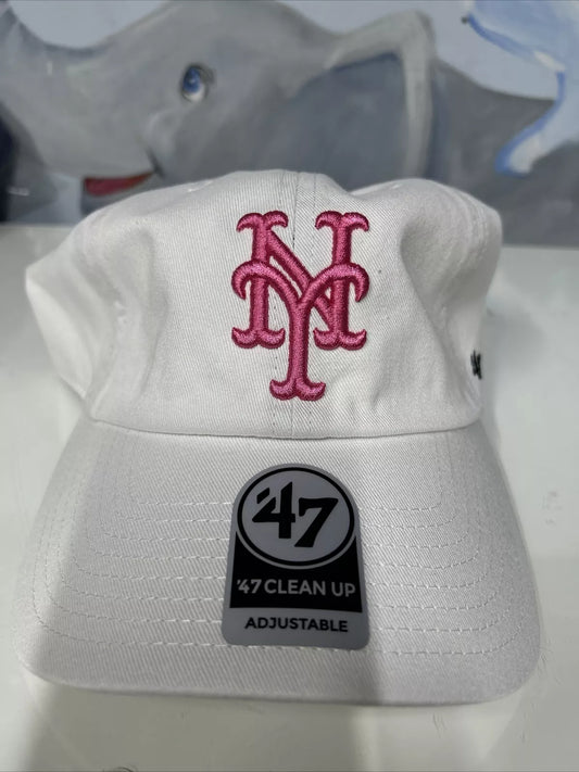 New York Mets White/Pink Clean Up Dad Hat