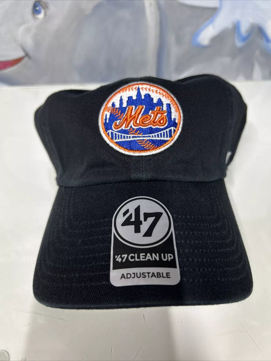 47` Brand New York Mets Black Clean Up Dad Hat