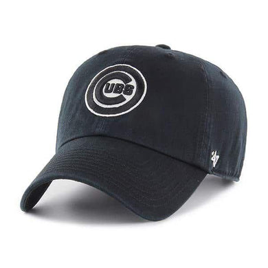 '47 Brand Chicago Cubs MLB Clean Up Adjustable Strapback Hat Black White Logo - City Limit NY