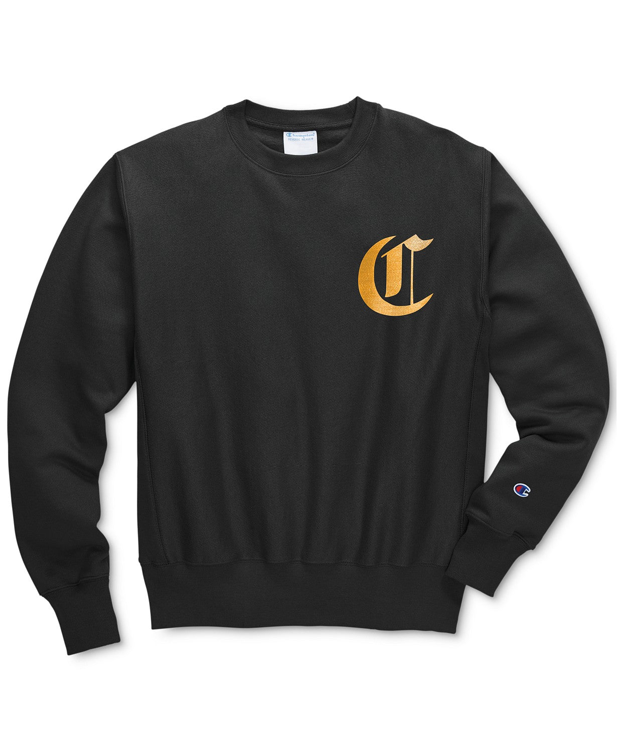 Champion Men's Life® Men's Reverse Weave® Crew, Old English Lettering Black - City Limit NY