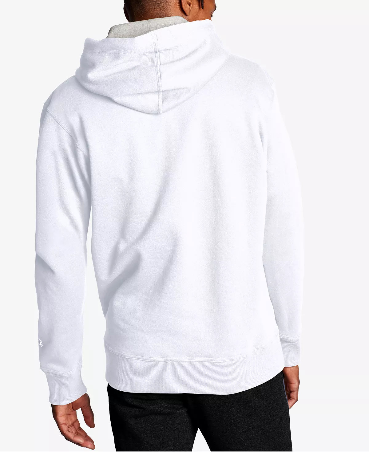 Champion Men's White Script Logo Powerblend Hoodie