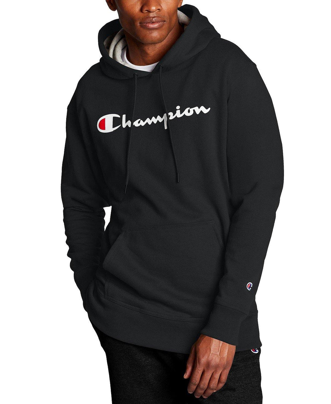 Champion Men's Black Script Logo Powerblend Hoodie - City Limit NY