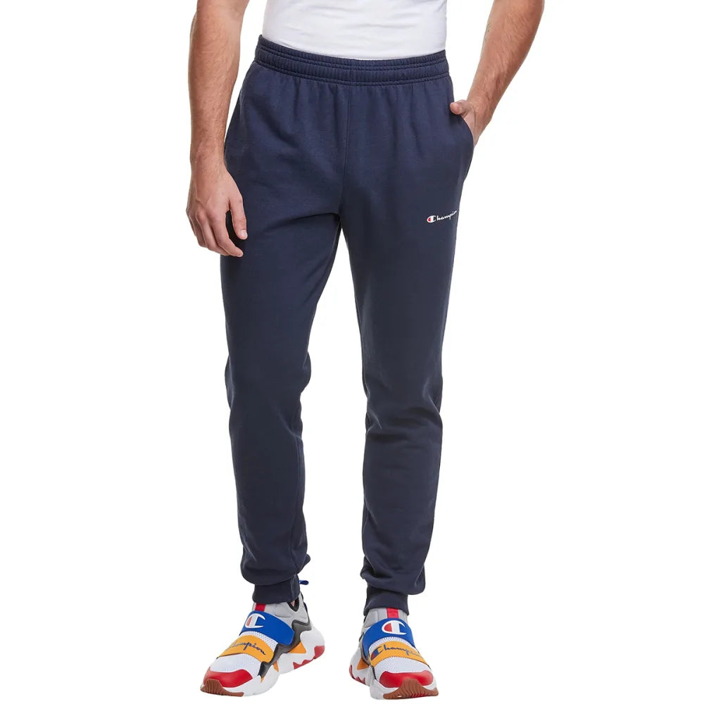 Champion Men's Athletics Powerblend Navy Fleece Joggers Script Logo