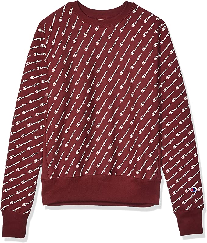 Mens Champion Maroon Reverse Weave Pullover Sweatshirt "All Over Print"