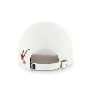`47 Brand New York Yankees Rose Thorn Clean Up Dad Hat White