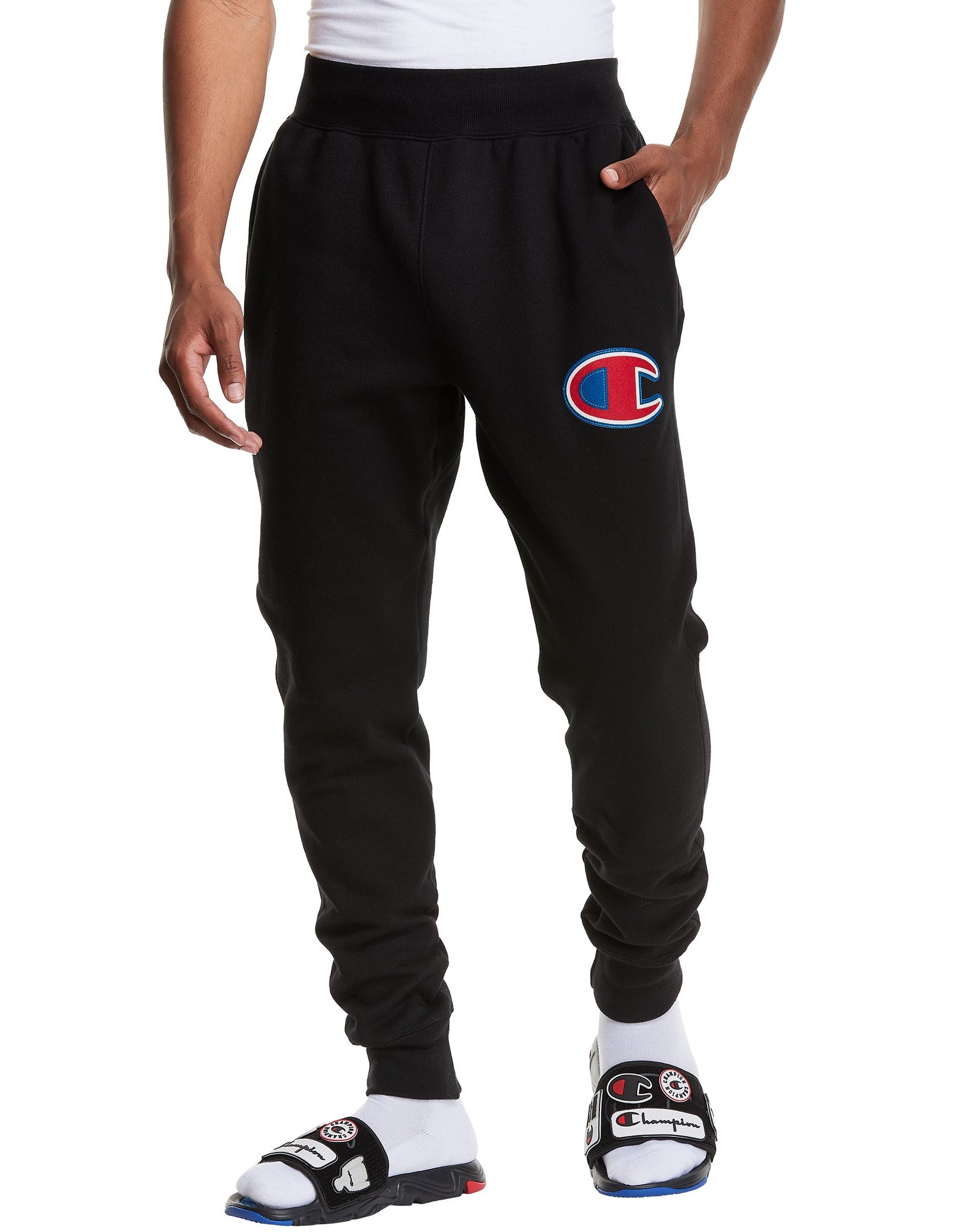 Champion black sale joggers mens