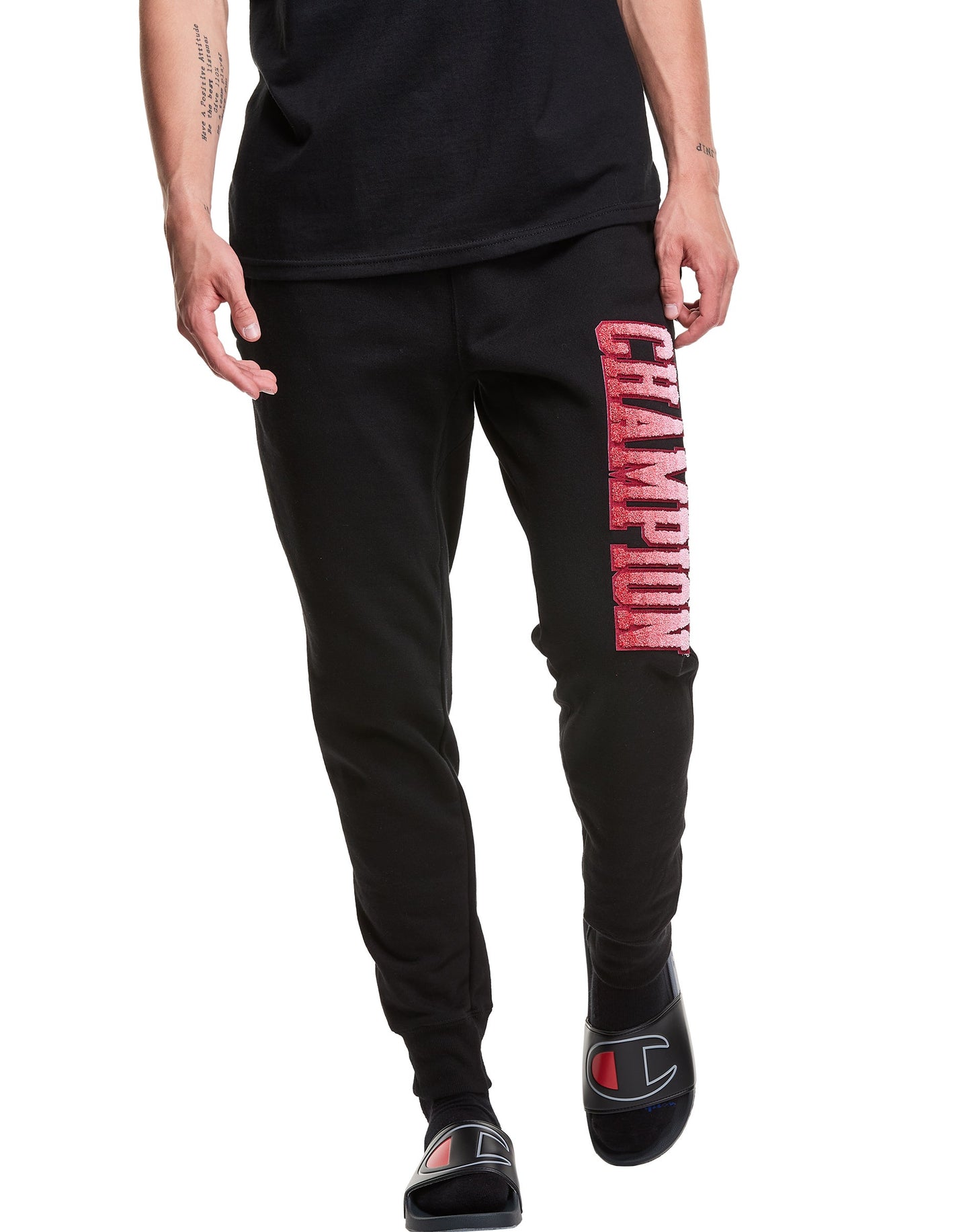 Champion Black Reverse Weave Joggers, Dip-Dye Logo