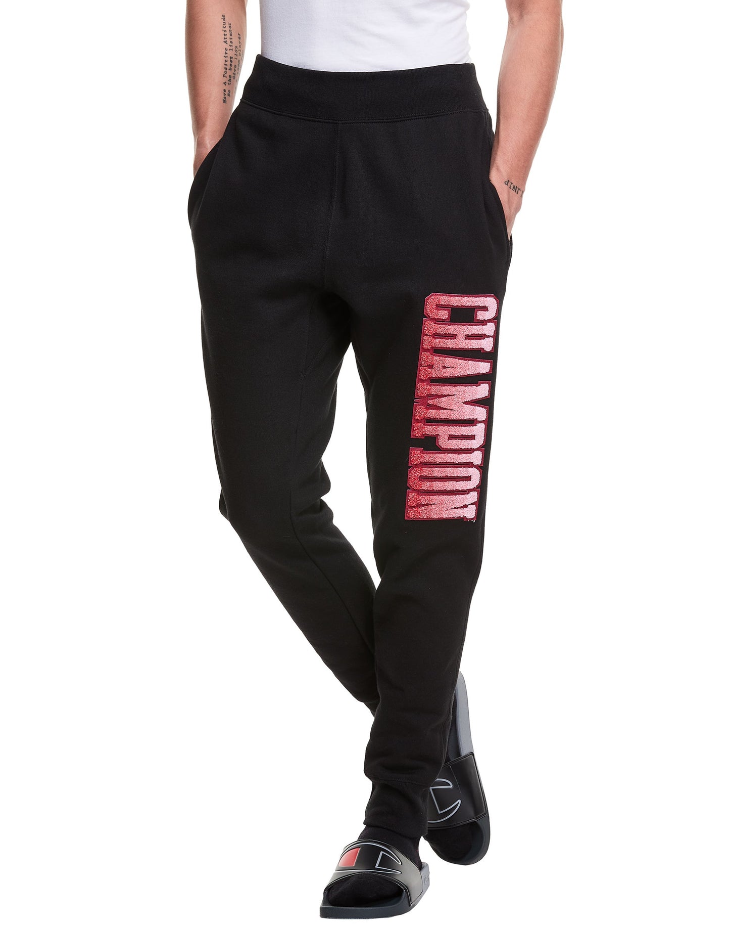 Champion Black Reverse Weave Joggers, Dip-Dye Logo