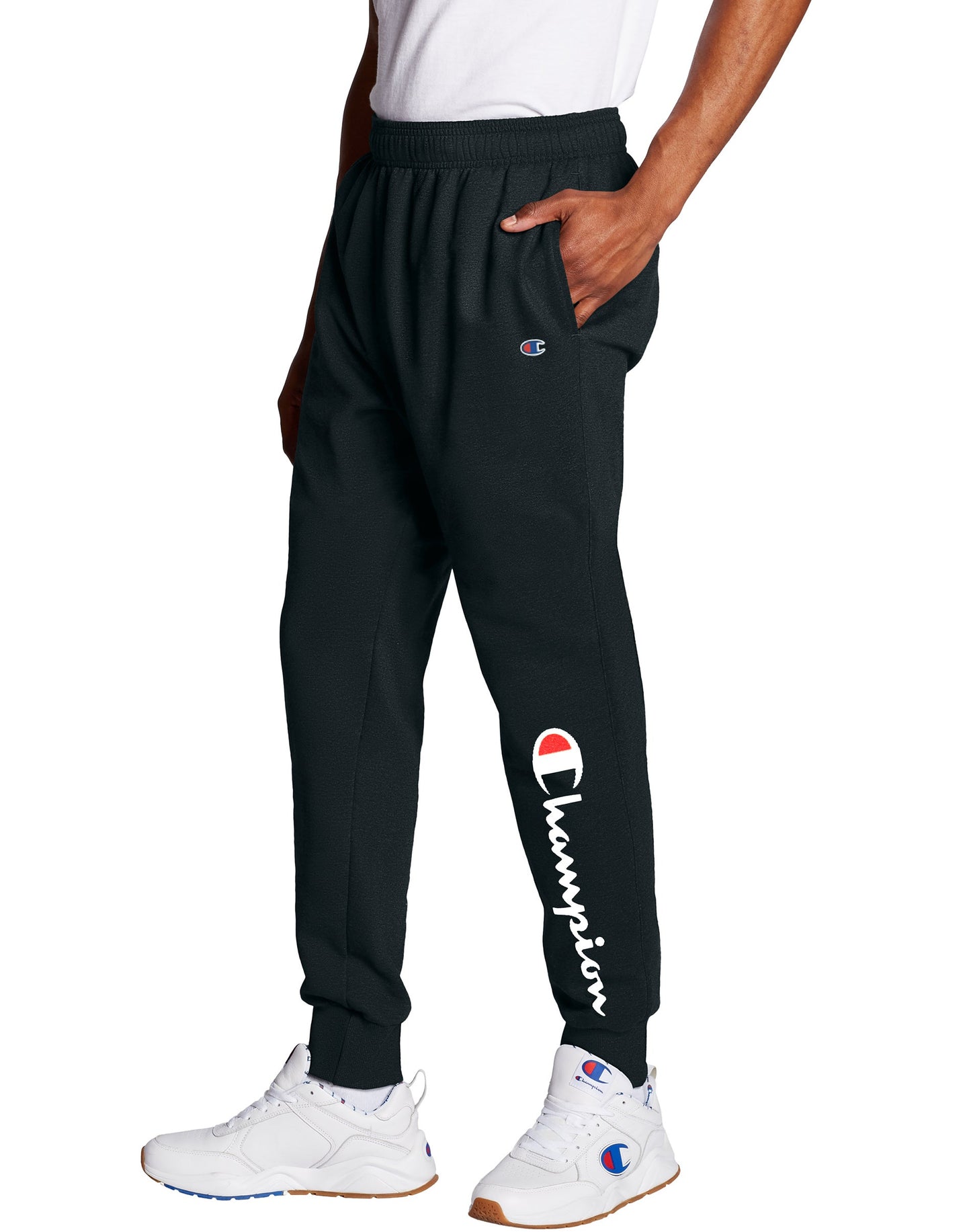 Champion Men's Powerblend Black Graphic Jogger Pants