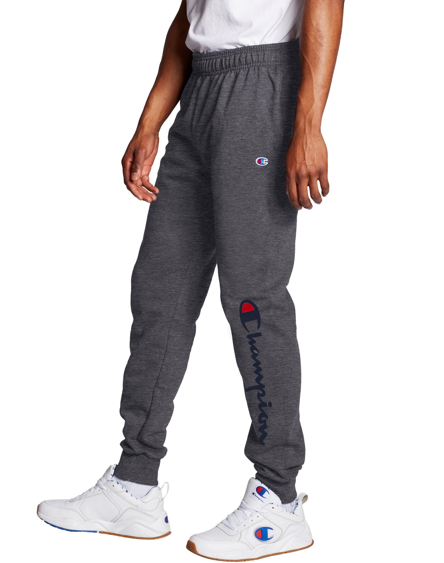 Champion Men's Powerblend Granite Heather Graphic Jogger Pants