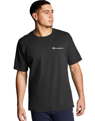 Champion Men's Black Classic T-Shirt with Left Chest Script Logo