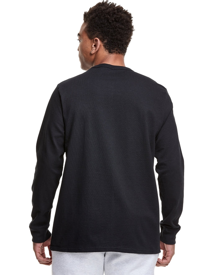 Mens Champion Life Black Heritage Long-Sleeve Tee, Embroidered C Logo