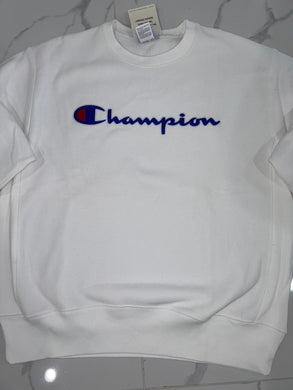 Mens White Champion Reverse Weave Pullover Sweatshirt