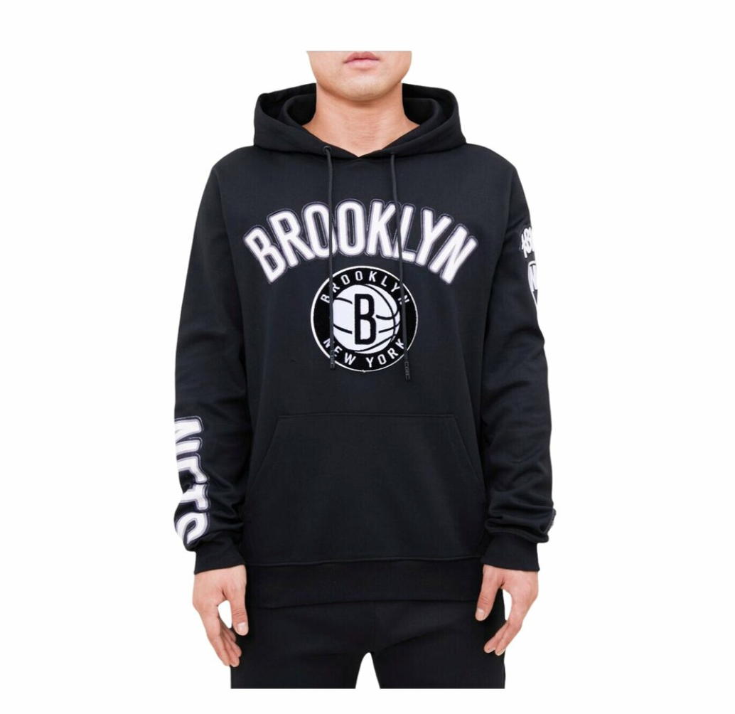 Pro Standard NBA Brooklyn Nets Stacked Logo Black Hoodie BBN552601-BLK