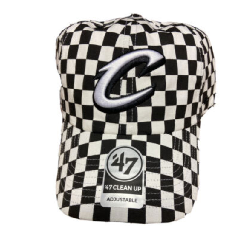 Cleveland Cavaliers Checkers Black and White Clean Up Dad Hat