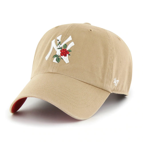 `47 Brand New York Yankees Rose Thorn Clean Up Dad Hat Khaki