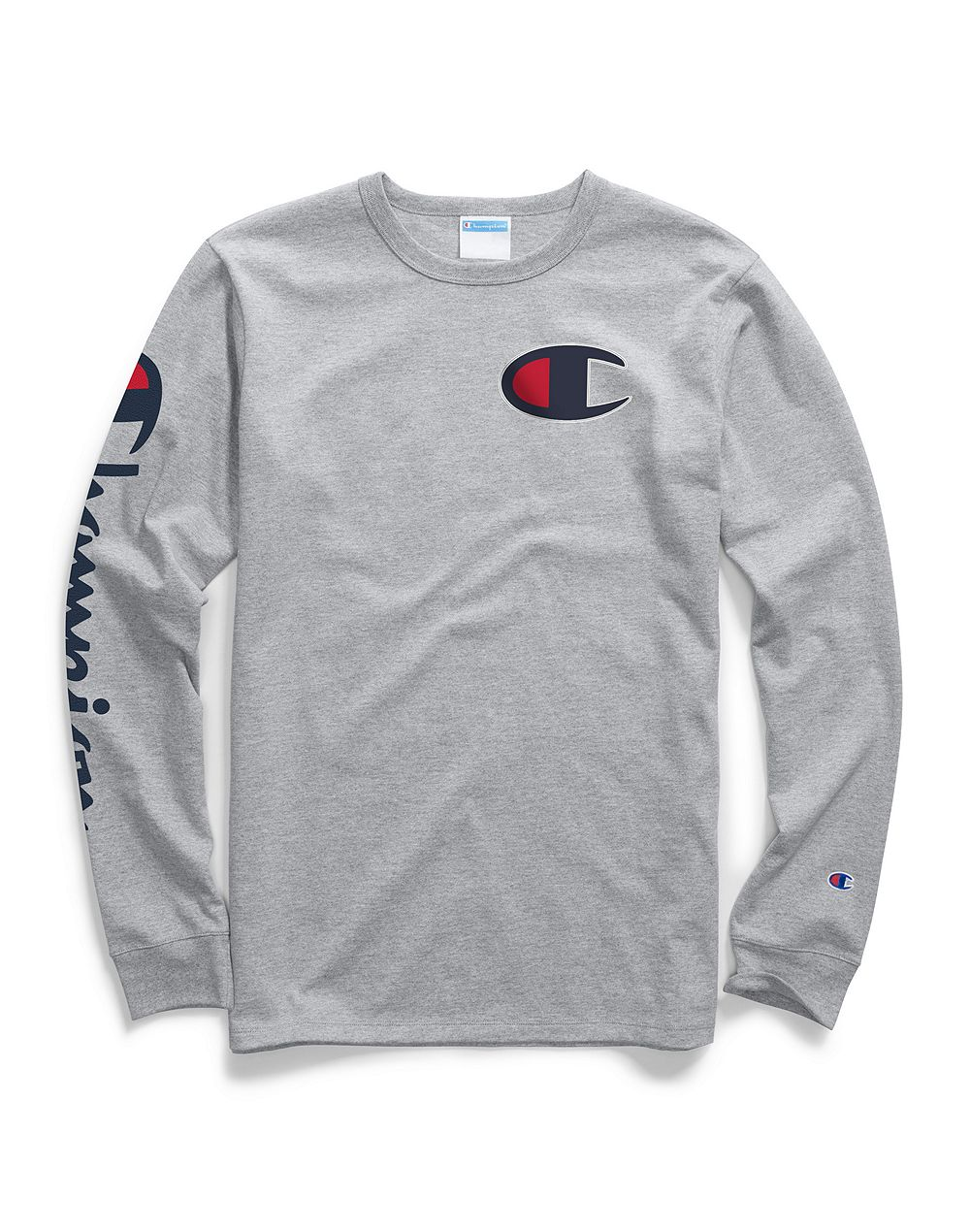 Champion Life® Men's Long-Sleeve Tee, Big C Logo Oxford Grey - City Limit NY