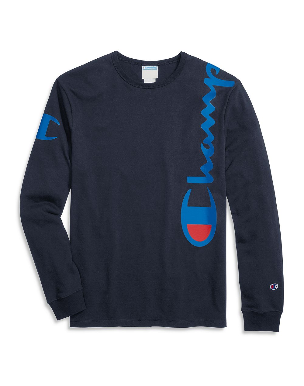 Champion Life® Men's Heritage Long-Sleeve Tee, Over The Shoulder Logo Navy - City Limit NY