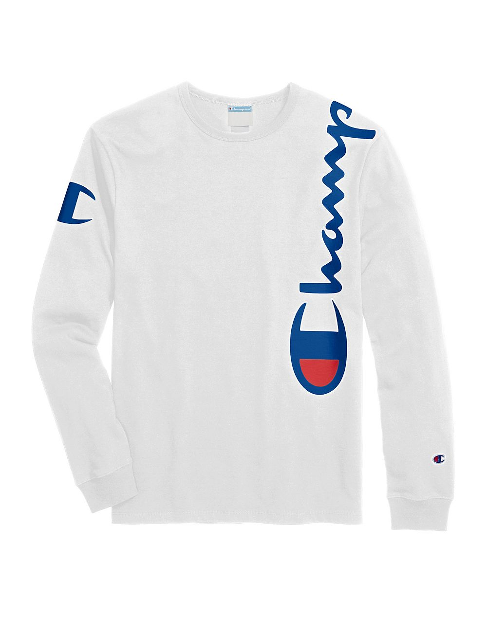 Champion Life® Men's Heritage Long-Sleeve Tee, Over The Shoulder Logo White - City Limit NY