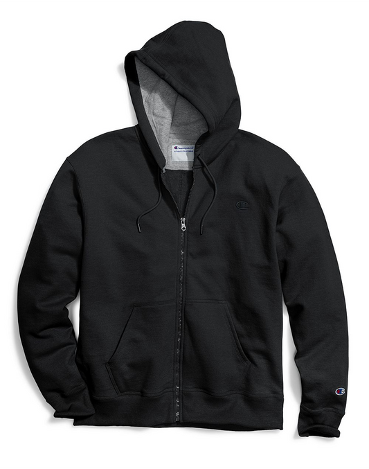 Champion Men's Powerblend Fleece Full Zip Hoodie Black - City Limit NY