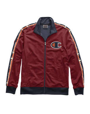 Champion Life® Men's Track Jacket, Big C & Logo Taping Cherry Pie/Navy - City Limit NY
