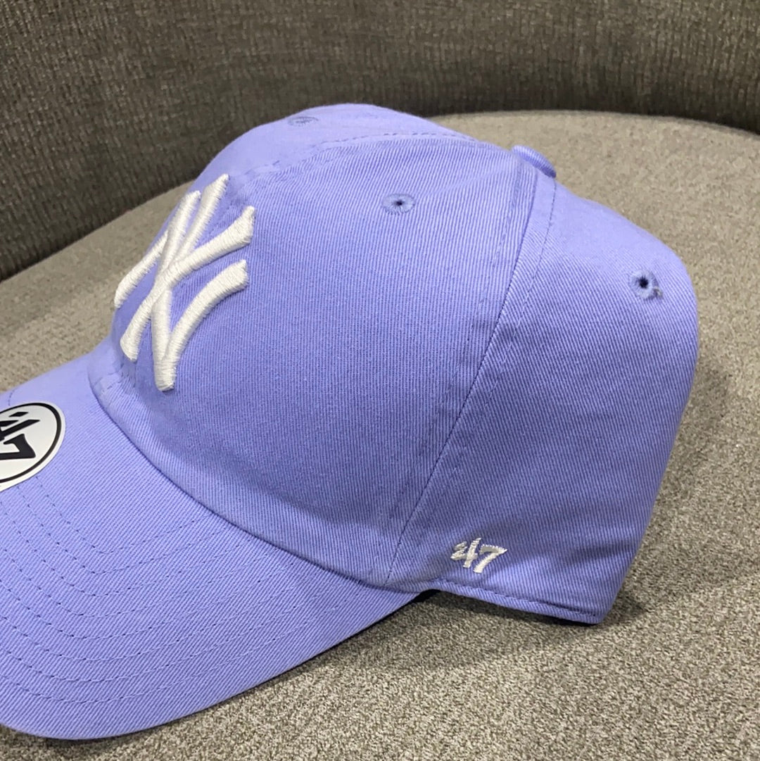 New York Yankees Ballpark `47 Brand Lavender Clean Up Adjustable Hat with Petal Pink Brim