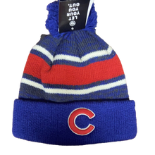 Load image into Gallery viewer, MLB 47` Brand Chicago Cubs Winter Hat Pom Fairfax Cuffed Knit Hat