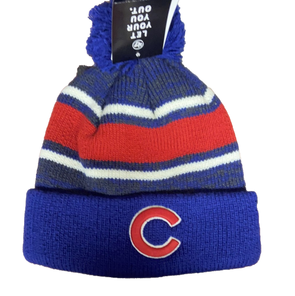 MLB 47` Brand Chicago Cubs Winter Hat Pom Fairfax Cuffed Knit Hat
