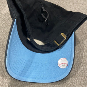 New York Yankees `47 Brand Black Clean Up Adjustable Hat with Sky Blue Brim