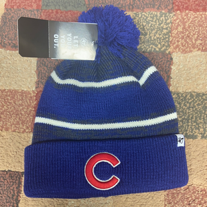 MLB 47` Brand Chicago Cubs Winter Hat Pom Fairfax Cuffed Knit Hat Bobble