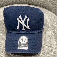 Load image into Gallery viewer, New York Yankees 47 Brand Navy Clean Up Adjustable Hat with Petal Pink Brim