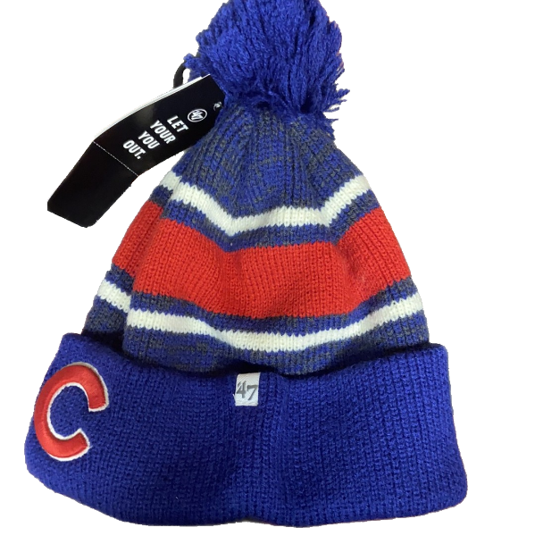 MLB 47` Brand Chicago Cubs Winter Hat Pom Fairfax Cuffed Knit Hat