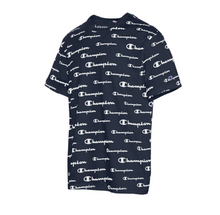 Load image into Gallery viewer, Authentic Champion Navy Men&#39;s Sportstyle All Over Logo Short Sleeves T-Shirt - City Limit NY