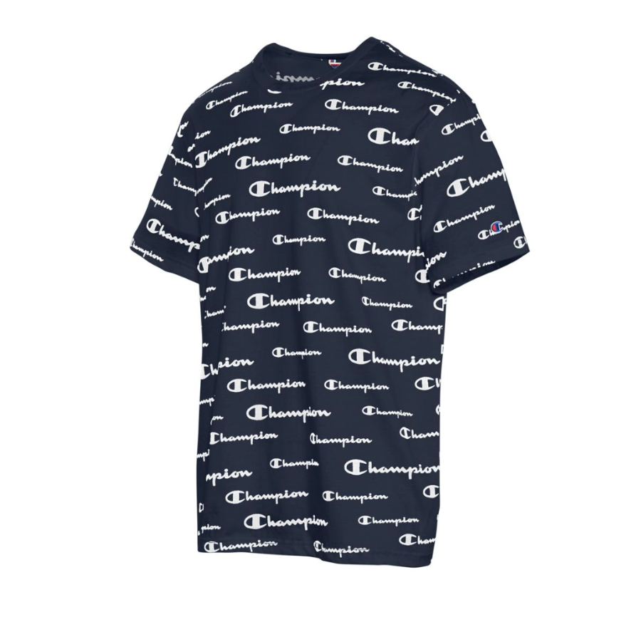 Authentic Champion Navy Men's Sportstyle All Over Logo Short Sleeves T-Shirt - City Limit NY