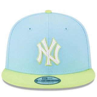New York Yankees New Era Spring Basic Two-Tone 9FIFTY Snapback Hat - Light Blue/Neon Green