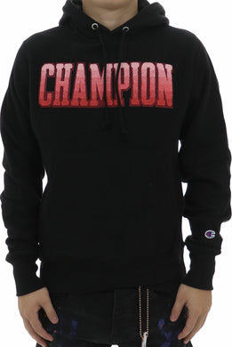 Men`s Champion Life Black Reverse Weave Hoodie Ombre Block Applique Logo