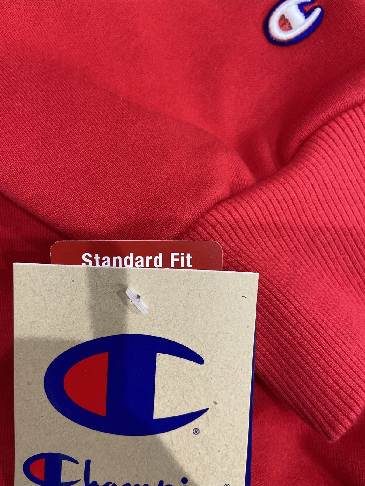 Champion Mens's Super Fleece Cone Hood Embroidered C Logo Scarlet Red