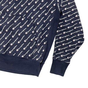 Mens Champion Navy Reverse Weave Pullover Hoodie "All Over Print"