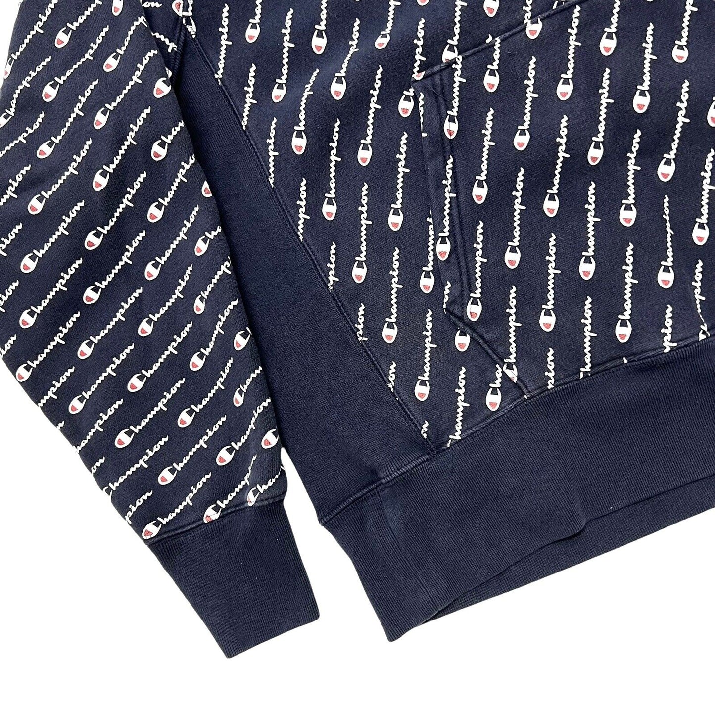 Mens Champion Navy Reverse Weave Pullover Hoodie "All Over Print"