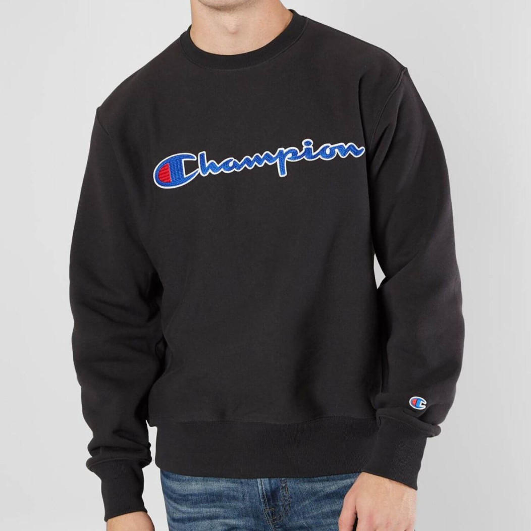 Champion Mens Life Reverse Weave Script "Champion Logo" Crew Neck Sweatshirt