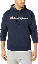 Load image into Gallery viewer, Champion Men&#39;s Powerblend Pullover Hoodie, Script Logo Navy