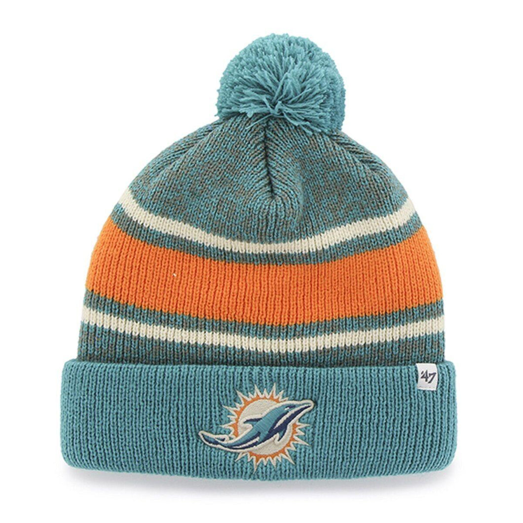 NFL Woolly Hat Miami Dolphins Winter Hat Pom Fairfax Cuffed Knit Hat Bobble - City Limit NY
